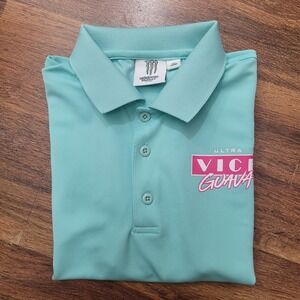 Monster Energy Ultra Vice Guava Polo Shirt Mens Medium Teal Short Sleeve Promo